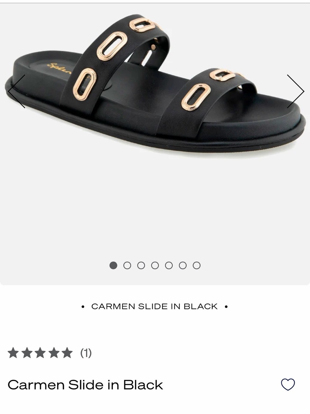 Splendid Carmen Slide Black with Gold Oval Eyelets! Worn once.